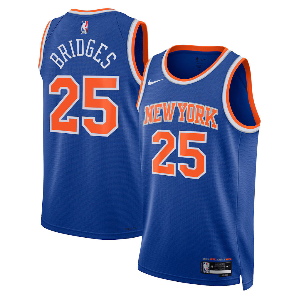 Mikal Bridges New York Knicks Unisex Swingman Jersey - Icon Edition - Blue product image 1, provided for visual reference